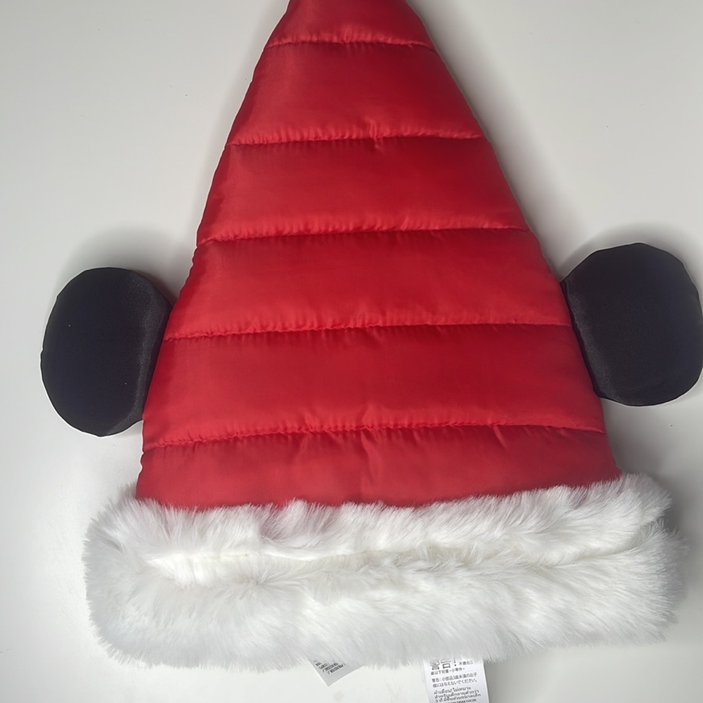 One Size Disney Parks Mickey Mouse Ears Quilted Santa Hat Christmas Holiday NEW! - Picture 6 of 13